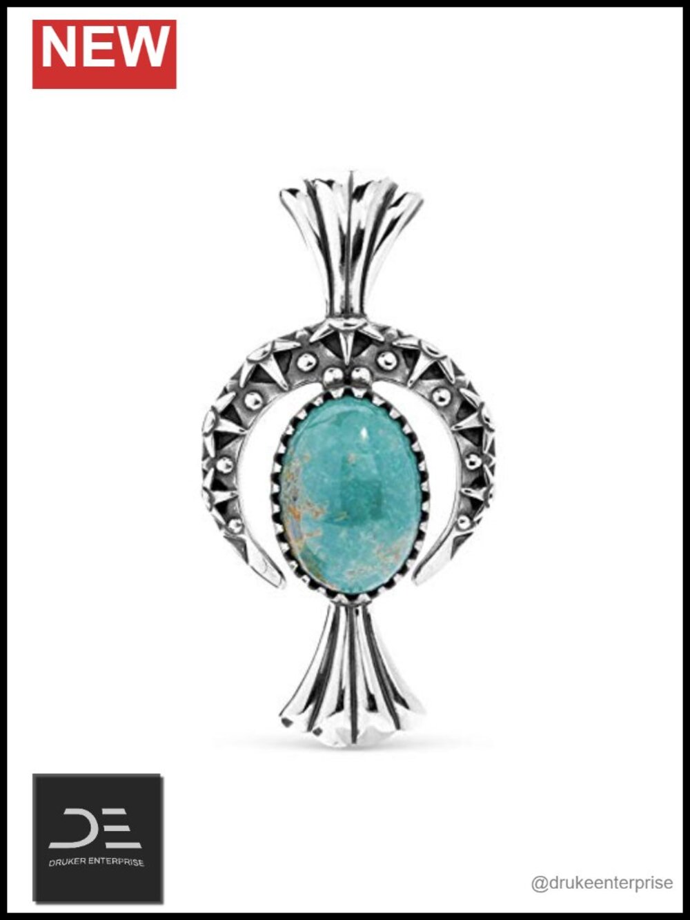 Sterling Silver Turquoise Pendant Enhancer Squash Blossom